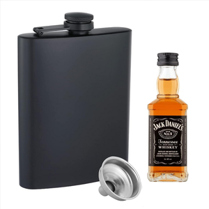 8oz Matte Black Hip Flask, Personalized