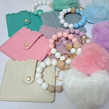 Load image into Gallery viewer, Heart Pom Wristlet Card Holder
